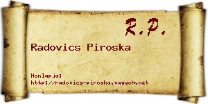 Radovics Piroska névjegykártya